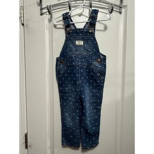 OshKosh‎ B'gosh Kids Denim Polka Dot Overalls Size 2T VestBak Retro